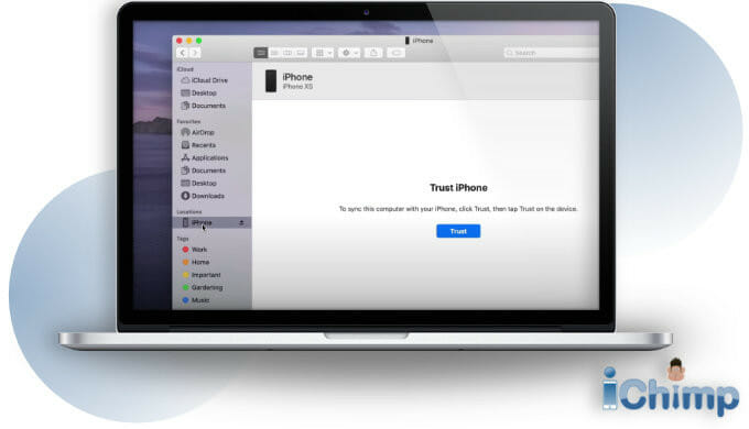 trust iPhone from finder